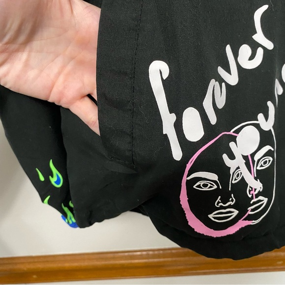 Rue 21 No Luck Forever Young Graphic Hoodie Anorak Windbreaker Jacket Mens Small - Picture 13 of 17